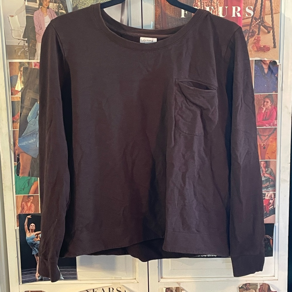 Cuyana Brown Terry Crew Neck Sweatshirt Size M